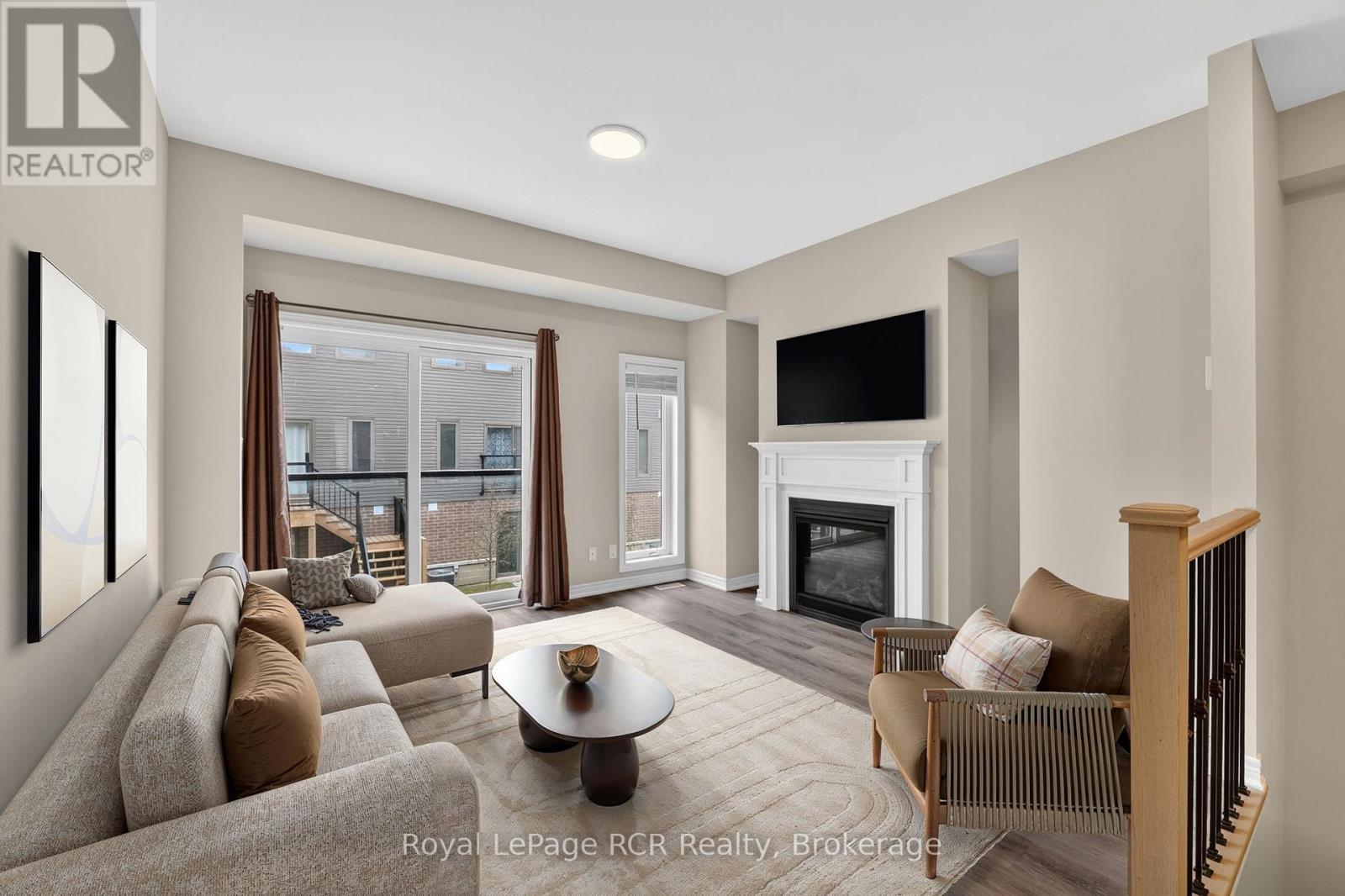 Virtually Staged - 45 Winters Crescent, Collingwood, ON - Indoor Photo Showing Living Room With Fireplace