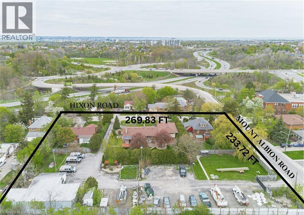 Aerial view showcasing a substantial land parcel with clearly delineated boundaries - 262-270-276 Hixon Road, Hamilton, ON