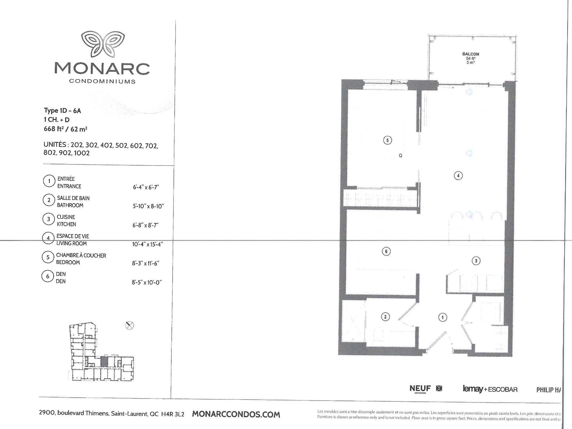 Plan (croquis) - 202-3000 Boul. Thimens, Montréal (Saint-Laurent), QC