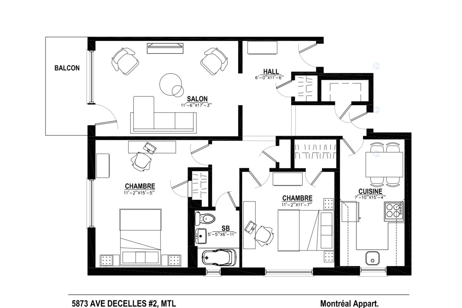 Floor Plan - 2-5873 Av. Decelles, Montréal (Côte-Des-Neiges/Notre-Dame-De-Grâce), QC - Other