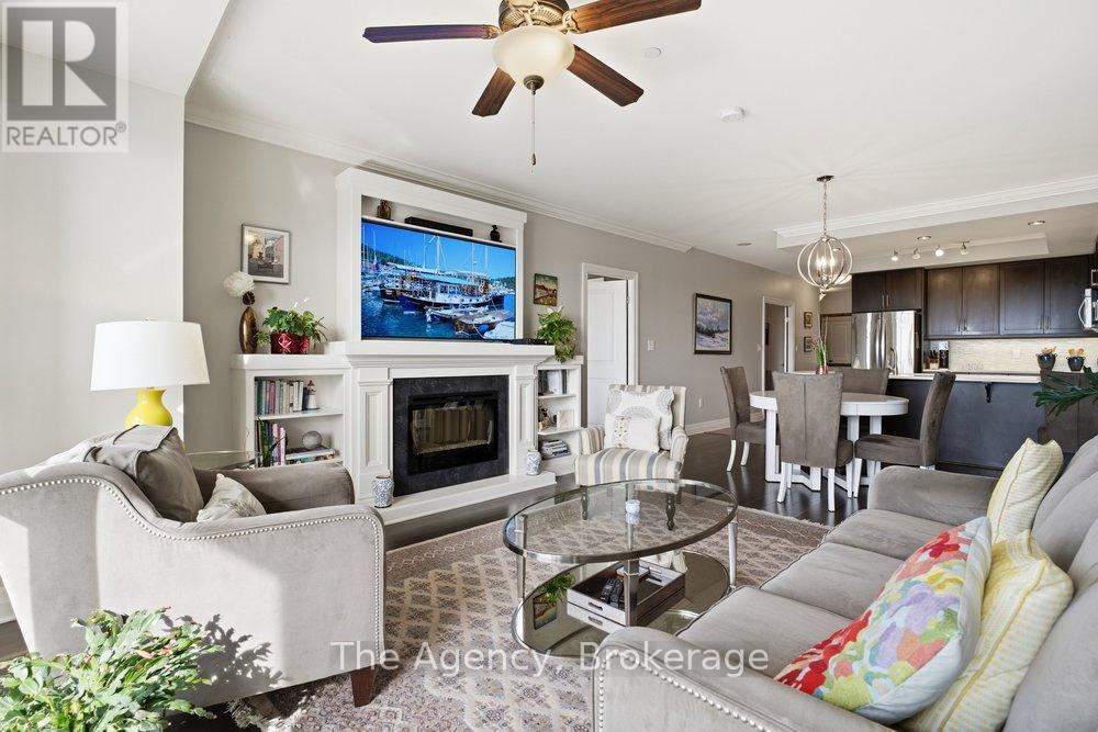 901 - 160 Macdonell Street, Guelph (Downtown), ON - Indoor Photo Showing Living Room With Fireplace