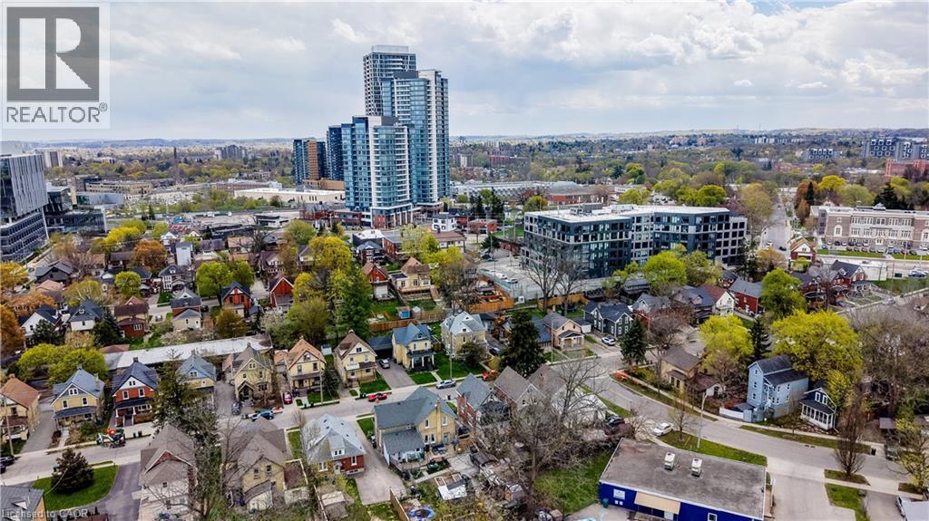 Aerial perspective showcasing a residential neighborhood with a diverse mix of architectural styles - 46 Shanley Street, Kitchener, ON - Outdoor With View