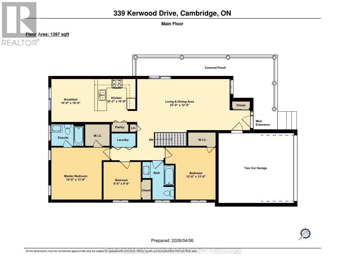 Main Floor Plan - 339 Kerwood Drive, Cambridge, ON
