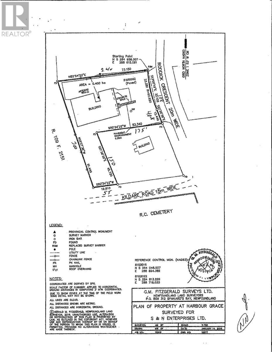 Picture of survey, owner owns property next door with ""Building"" if someone needed additional space - 7-9 Roddick Crescent, Harbour Grace, NL