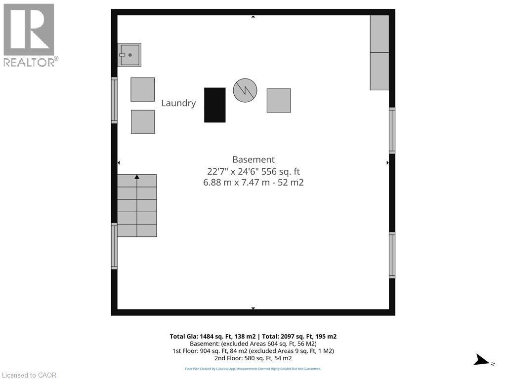 Unfinished Basement Floor Plan - 72 Crescent Boulevard, Simcoe, ON - Other
