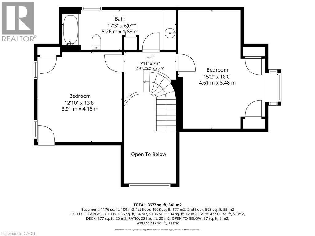 Upper level floor plan - 59 Decou Road, Simcoe, ON