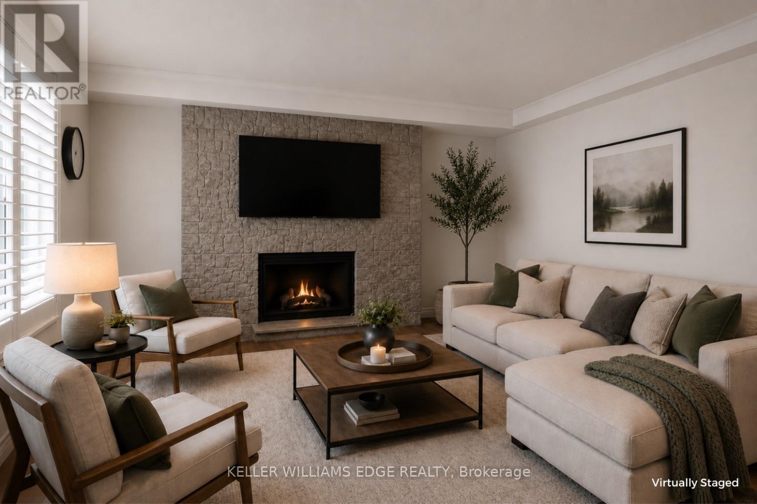 280 Penn Drive, Burlington, ON - Indoor Photo Showing Living Room With Fireplace