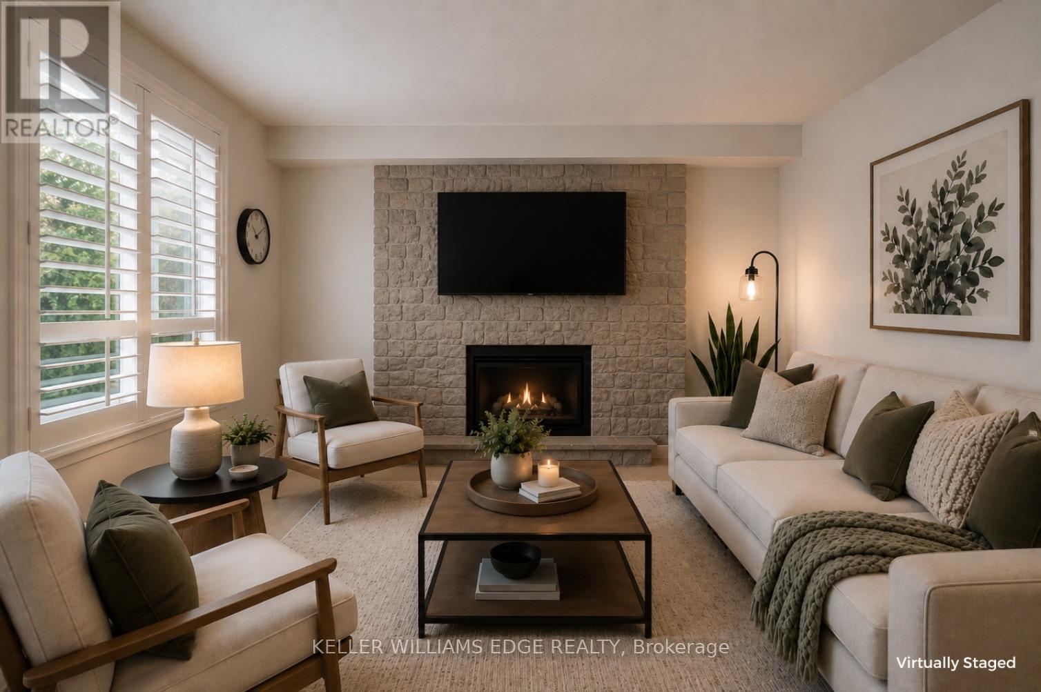 280 Penn Drive, Burlington, ON - Indoor Photo Showing Living Room With Fireplace