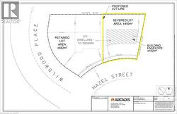 Severance Sketch. Illustrating the proposed lot line and areas for the retained and severed portions of the property -