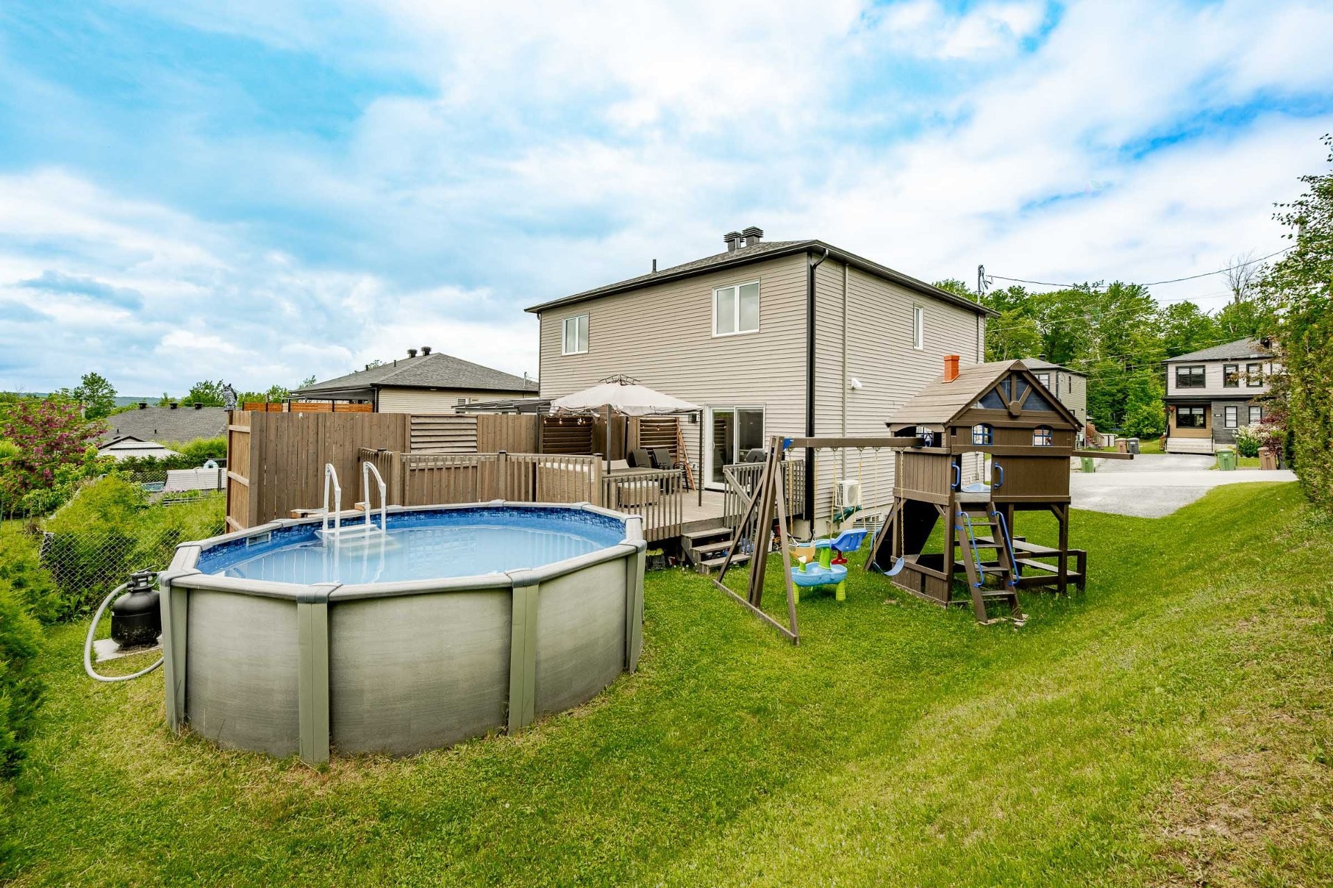 Extérieur - 95 Rue Raymond-Auger, Sherbrooke (Brompton/Rock Forest/Saint-Élie/Deauville), QC - Outdoor With Above Ground Pool With Backyard With Exterior