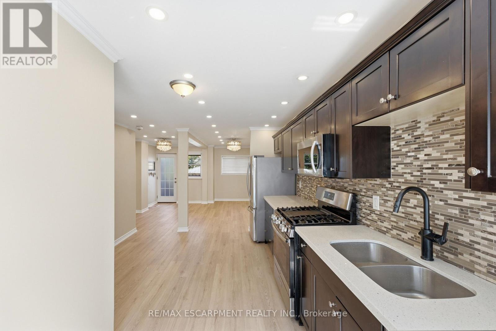 Main Floor Kitchen/Dining & Living areas - 309 Cope Street, Hamilton, ON - Indoor Photo Showing Kitchen With Double Sink