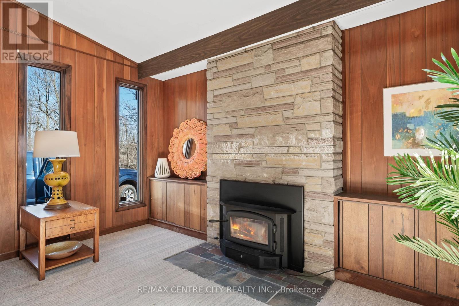 Rustic Gas Fireplace - 23171 Talbot Line, West Elgin, ON