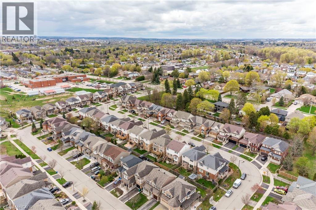 Aerial perspective showcasing a residential neighborhood with tree-lined streets and varied architectural styles - 355 Guelph Avenue, Cambridge, ON