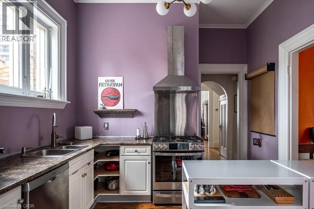 58 Wellington Street S, Hamilton, ON - Indoor Photo Showing Kitchen With Double Sink