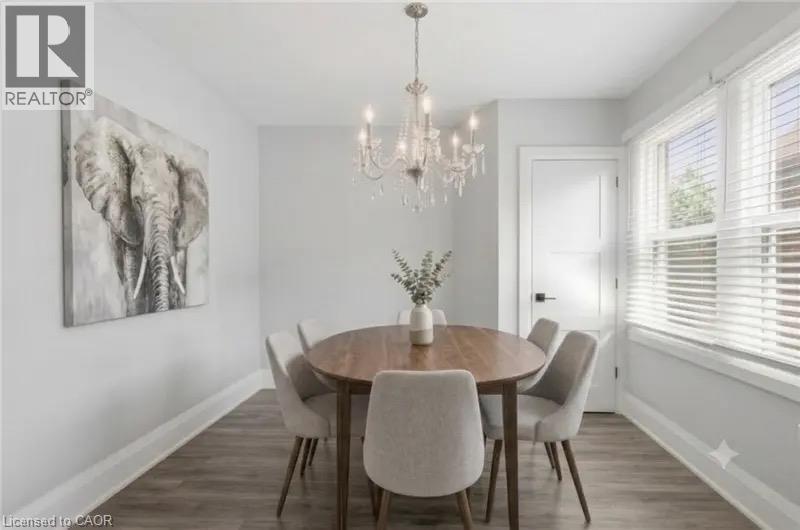 Virtually Staged - 58 Tragina Avenue S, Hamilton, ON - Indoor Photo Showing Dining Room