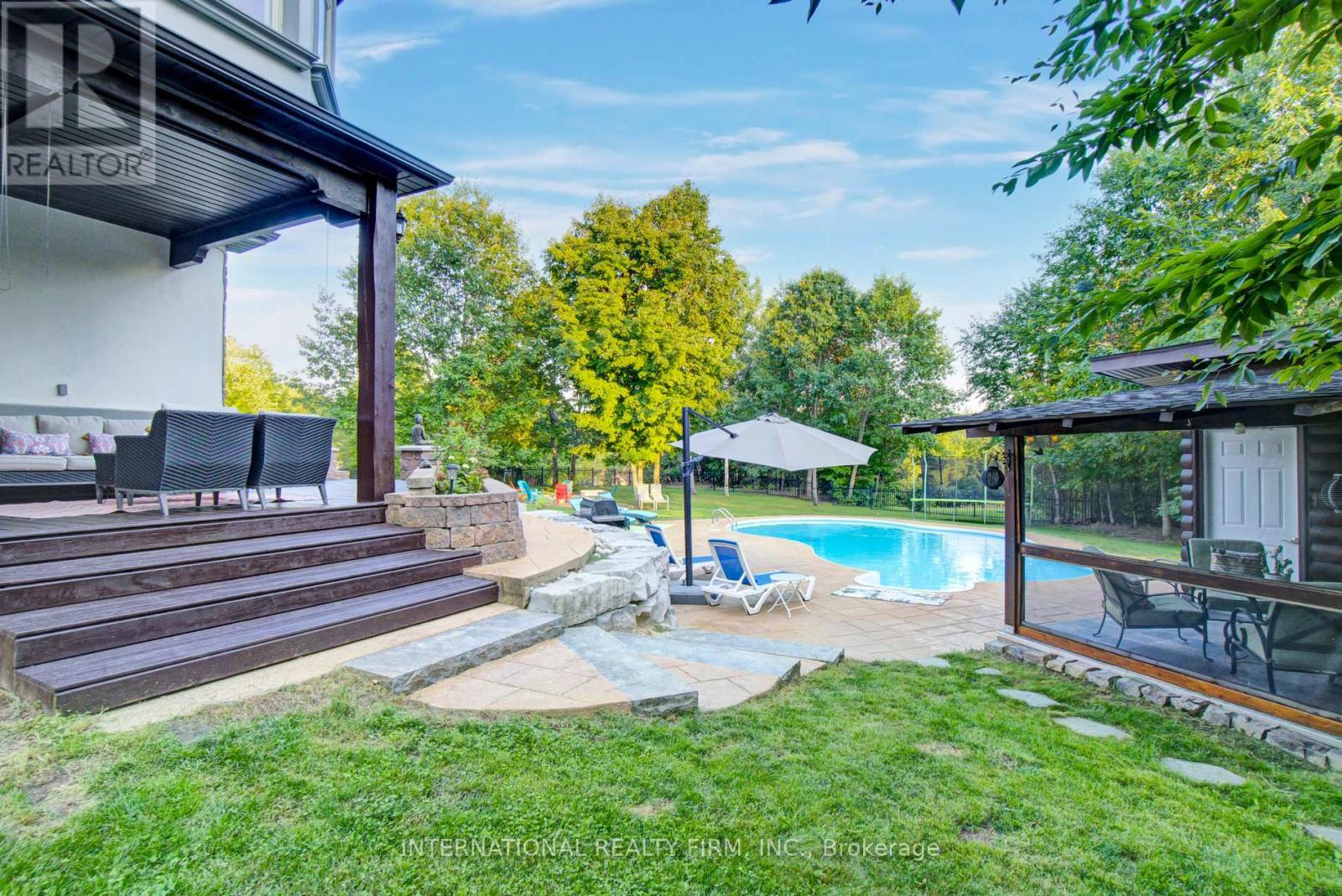 Many outdoor areas for family & guests to enjoy. - 6 Pinehurst Lane, Springwater, ON - Outdoor With In Ground Pool