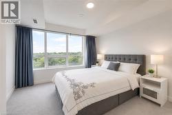 Expansive window wall with lush tree canopy scenery - 