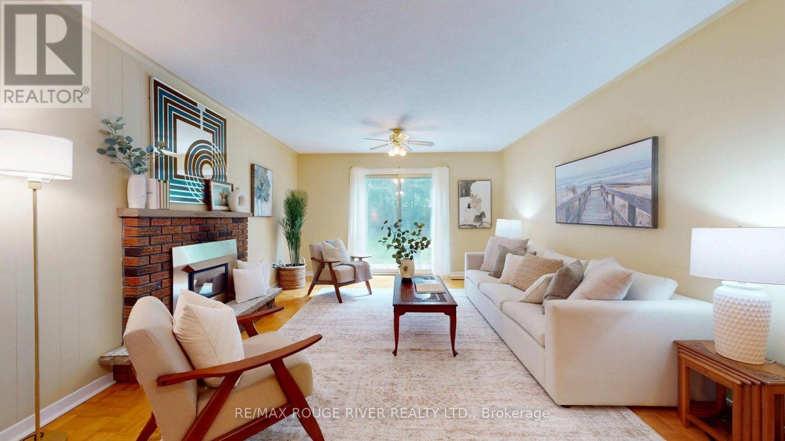 33 Pepper Tree Drive, Toronto, ON - Indoor Photo Showing Living Room With Fireplace