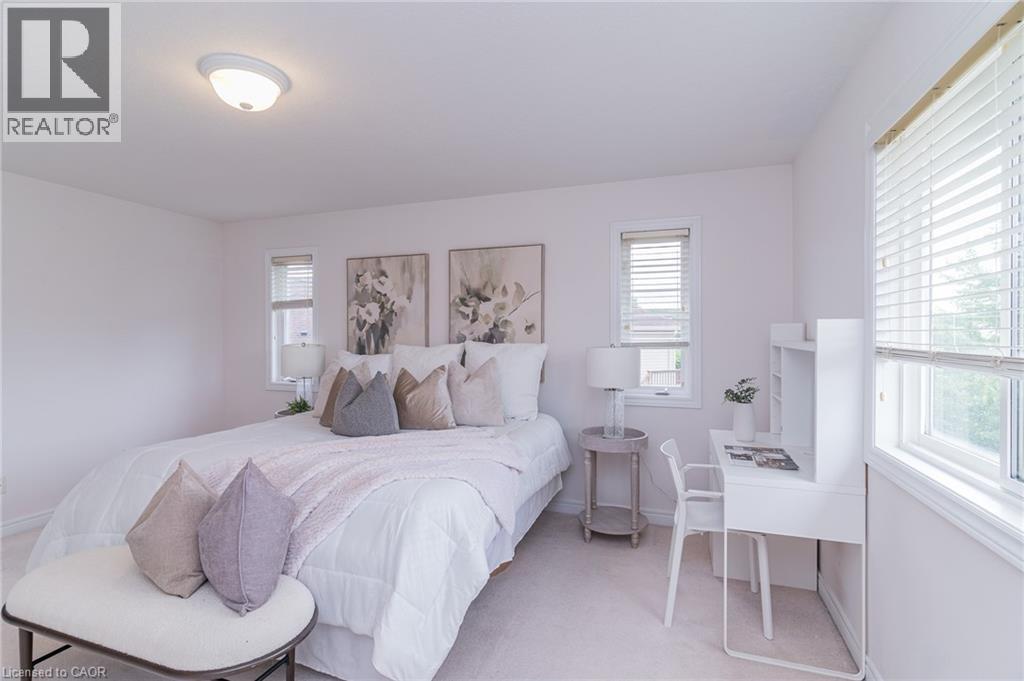 Carpeted room with multiple windows, each featuring horizontal blinds - 566 Avignon Place, Waterloo, ON
