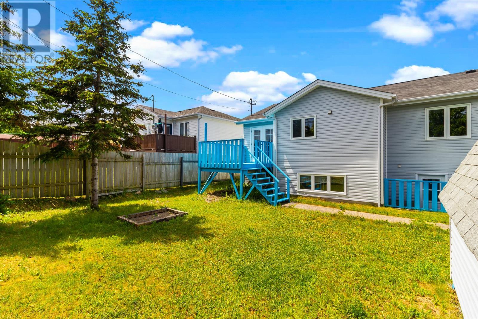 Fenced back yard with shed, patio and walkout basement door - 7 Penney Crescent, St John'S, NL