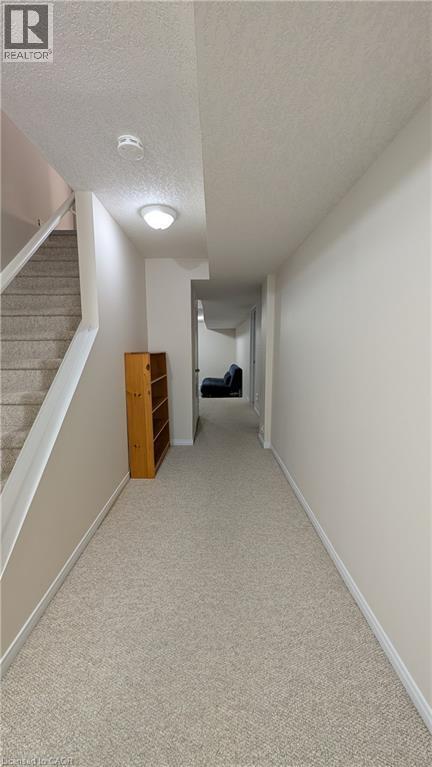 Finished lower level with neutral carpeting, painted walls, and overhead lighting - 384 Pastern Trail, Waterloo, ON