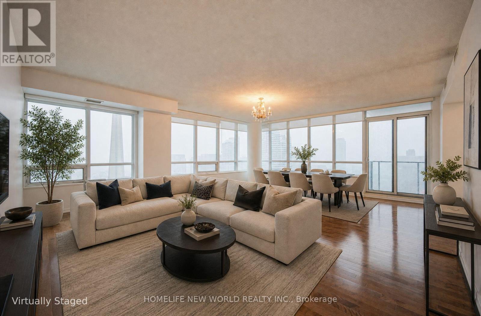 Living Room - Virtually Staged - 4905 - 65 Bremner Boulevard, Toronto, ON
