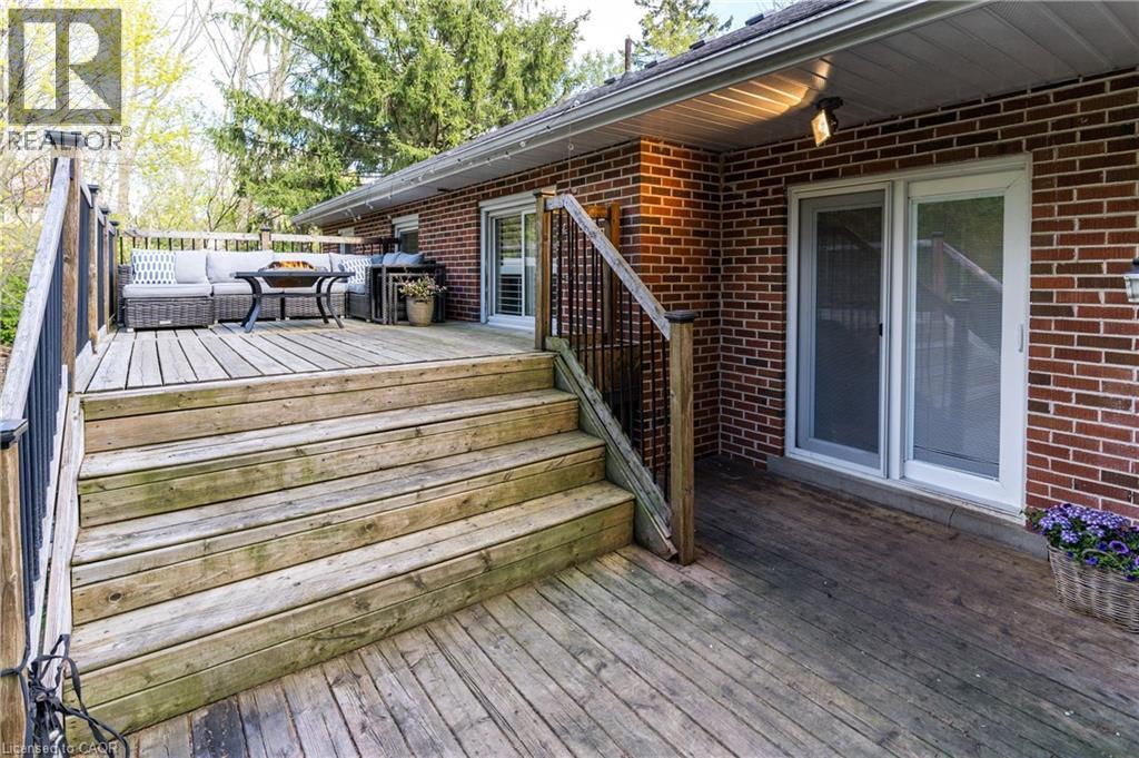 Beautiful Patio with mature trees and pool view - 3 Fallsview Road, Hamilton, ON - Outdoor With Deck Patio Veranda With Exterior