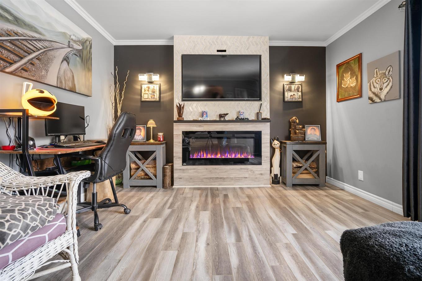 16 Rogers Avenue, Amherst, NS - Indoor Photo Showing Living Room With Fireplace