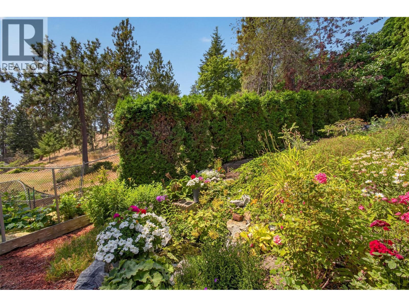 With cedars for added privacy - 602 Glenmeadows Road, Kelowna, BC - Outdoor