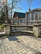Outdoor patio with seating area -