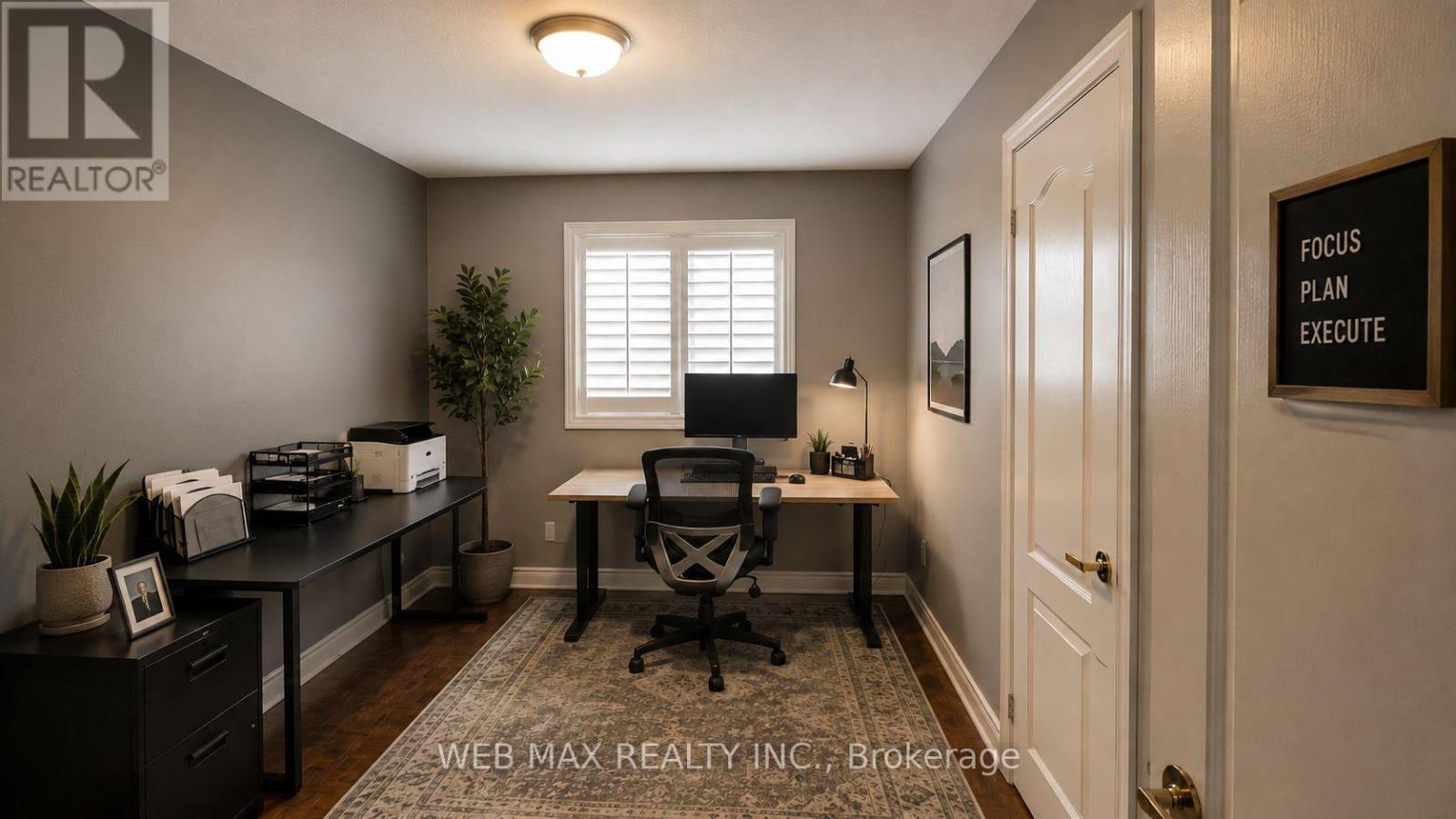 spacious 4th bedroom with closet, parquet flooring - 22 Ashbury Crescent, Caledon, ON - Indoor Photo Showing Office