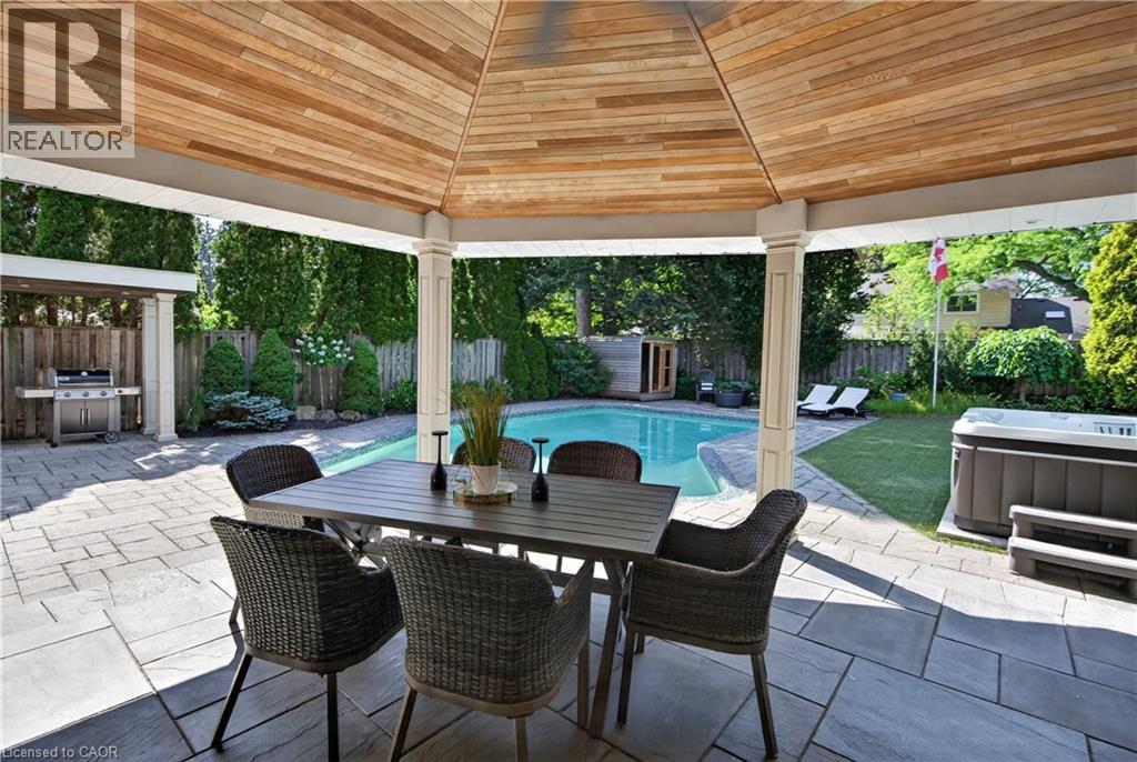 Covered rear patio - 4461 Tremineer Avenue, Burlington, ON - Outdoor With In Ground Pool With Deck Patio Veranda With Exterior