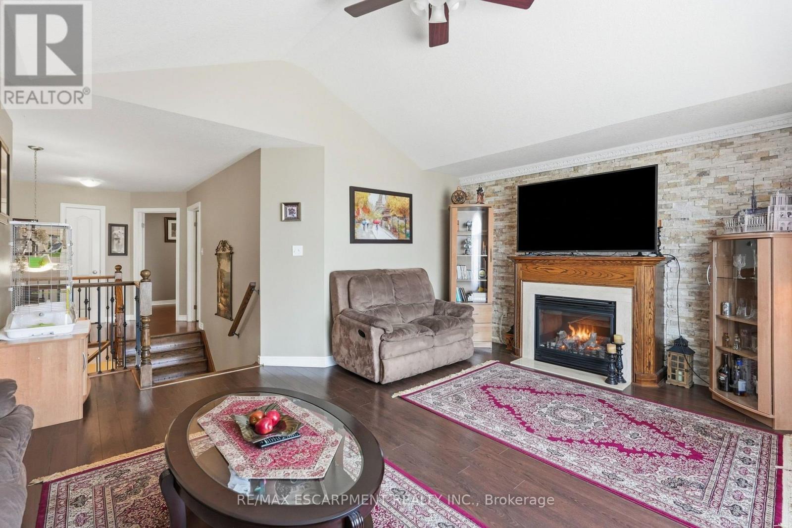 1332 Baseline Road, Hamilton, ON - Indoor Photo Showing Living Room With Fireplace