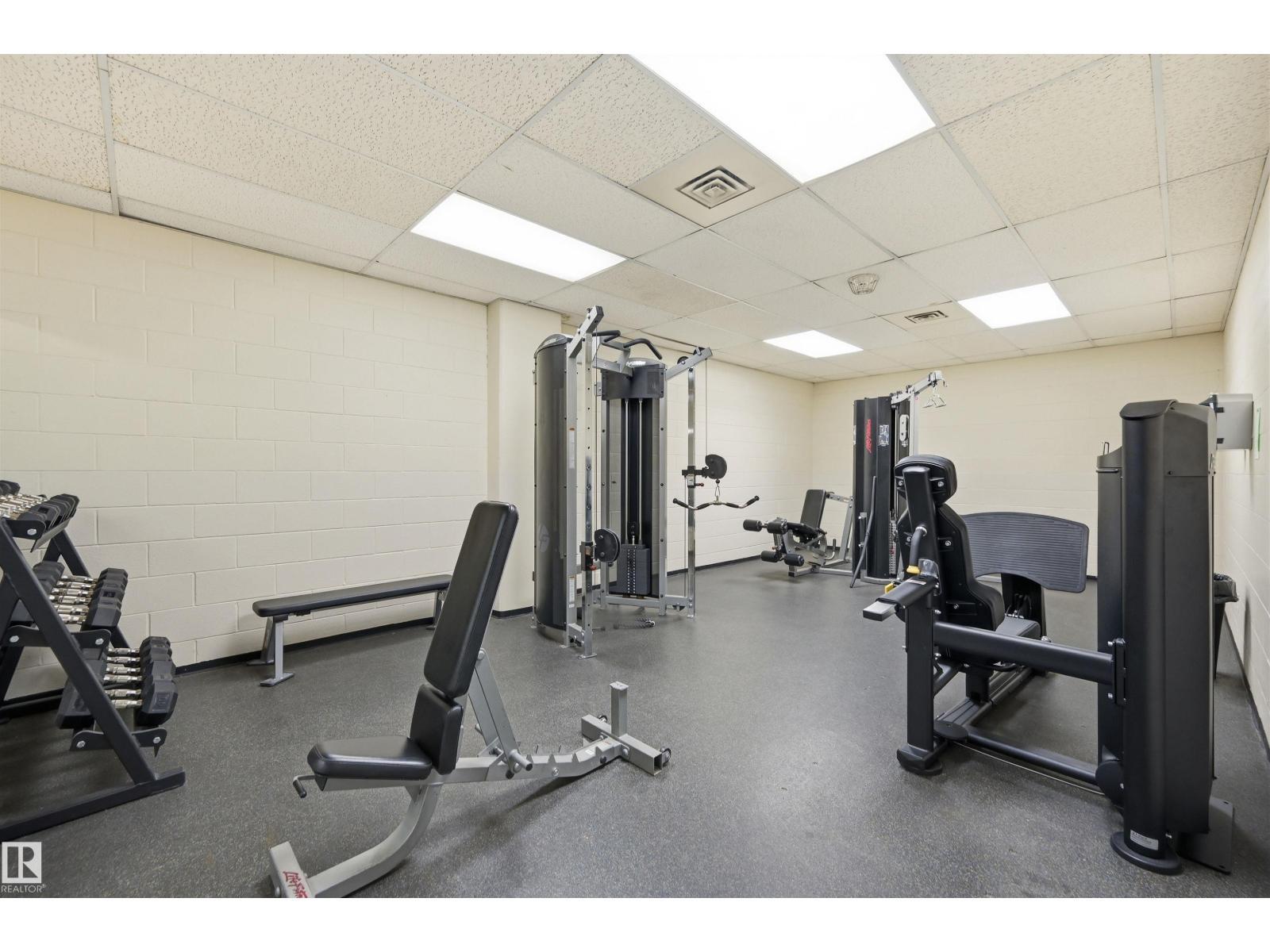 #1101 10149 Saskatchewan Dr Nw, Edmonton, AB - Indoor Photo Showing Gym Room