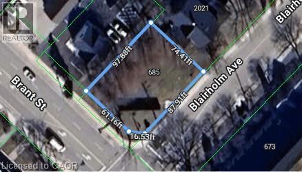 Property Plat Map. Displaying the boundaries and dimensions of the property - 685 Brant Street, Burlington, ON