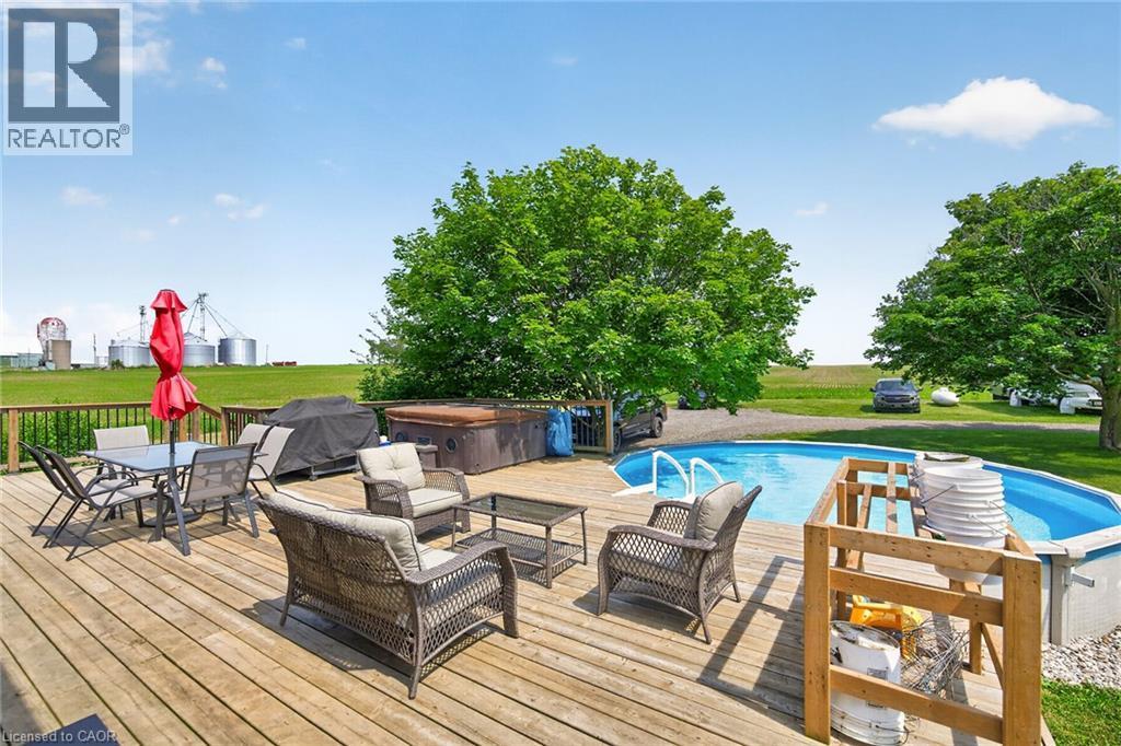 967 4Th Line, Caledonia, ON - Outdoor With Above Ground Pool With Deck Patio Veranda