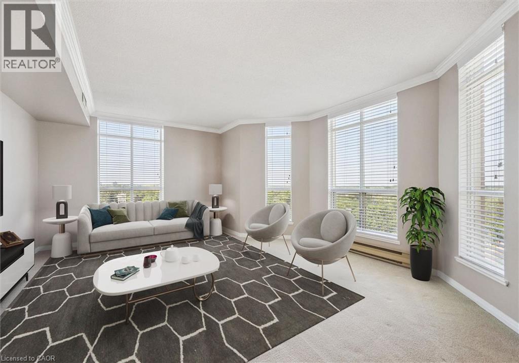 Staged Family Room Photo - 1414 E King Street E Unit# 808, Kitchener, ON - Indoor Photo Showing Living Room