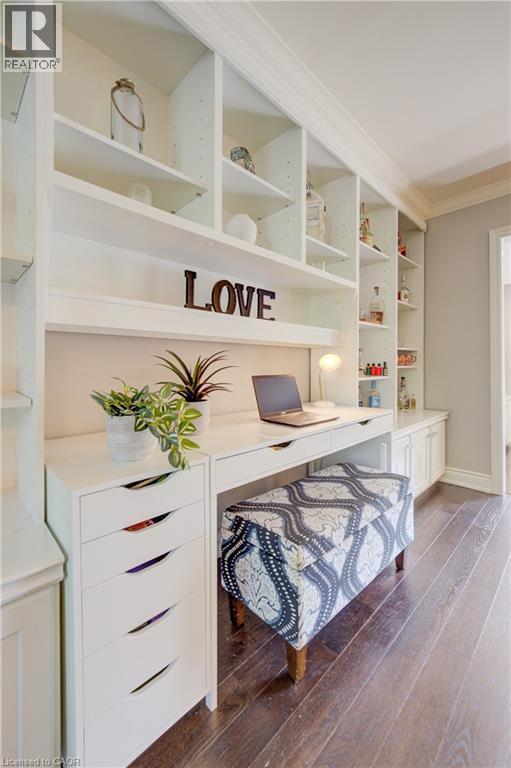 Built-in desk area with integrated shelving and storage cabinetry - 41 Mcniven Road, Ancaster, ON - Indoor