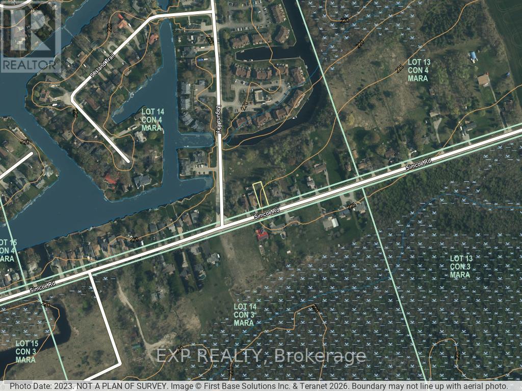 View from above (lot lines approximate). - 94 Simcoe Road, Ramara, ON