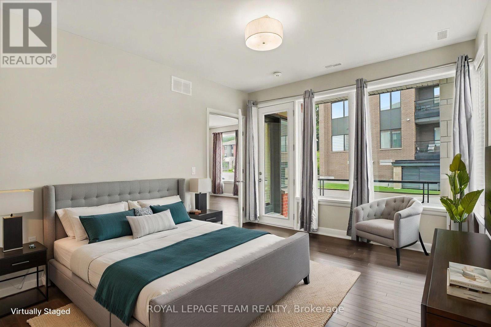 Virtually staged primary - 104 - 190 Boundstone Way, Ottawa, ON - Indoor Photo Showing Bedroom