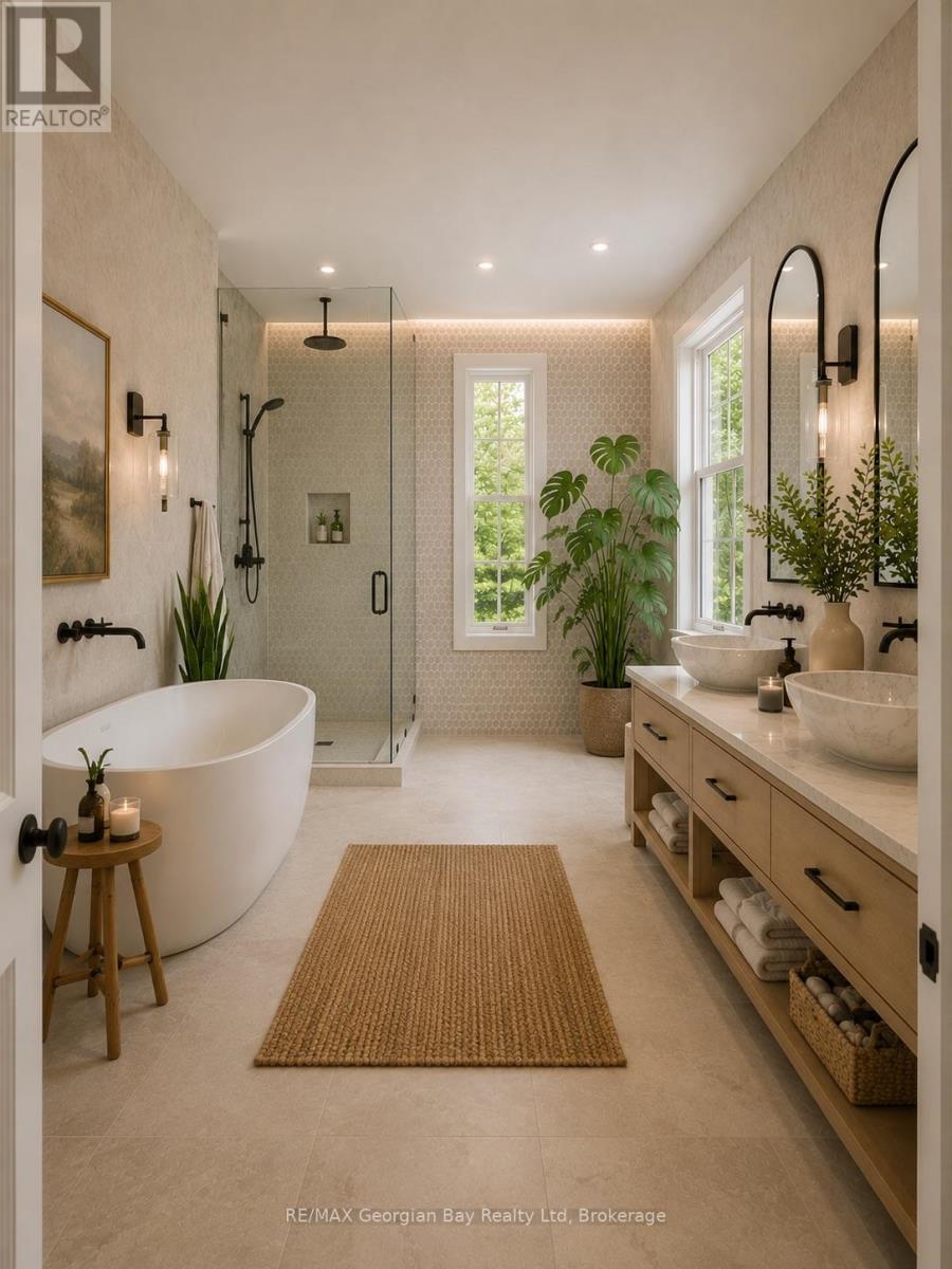 Primary En-Suite - Virtually Staged - 6 Beaufort Crescent, Tiny, ON - Indoor Photo Showing Bathroom