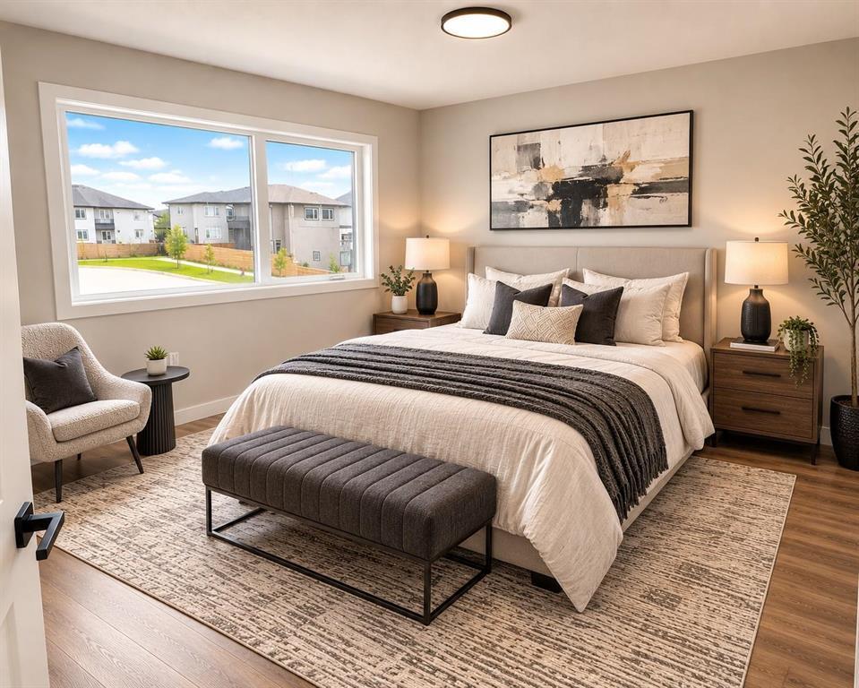 Digitally staged with furniture - 2 Crocus Place, West St Paul, MB - Indoor Photo Showing Bedroom