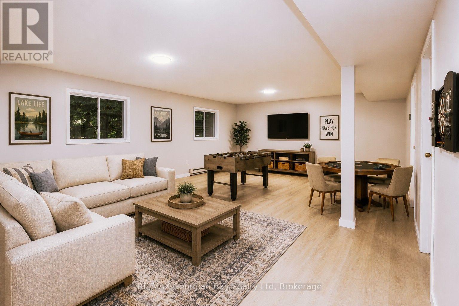 Main Level Family - Virtually Furnished - 25 Albert Avenue, Tiny, ON - Indoor Photo Showing Living Room