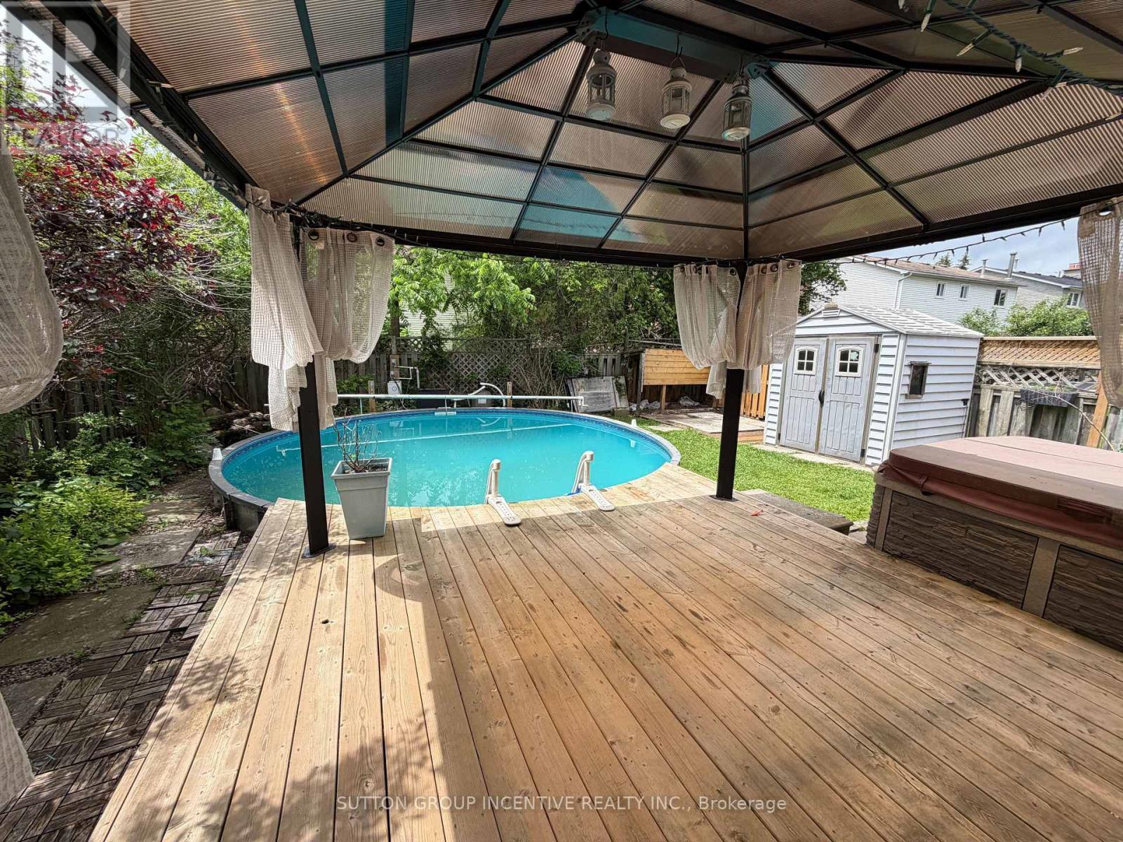 90 Moon Drive, Barrie, ON - Outdoor With Above Ground Pool With Deck Patio Veranda With Exterior