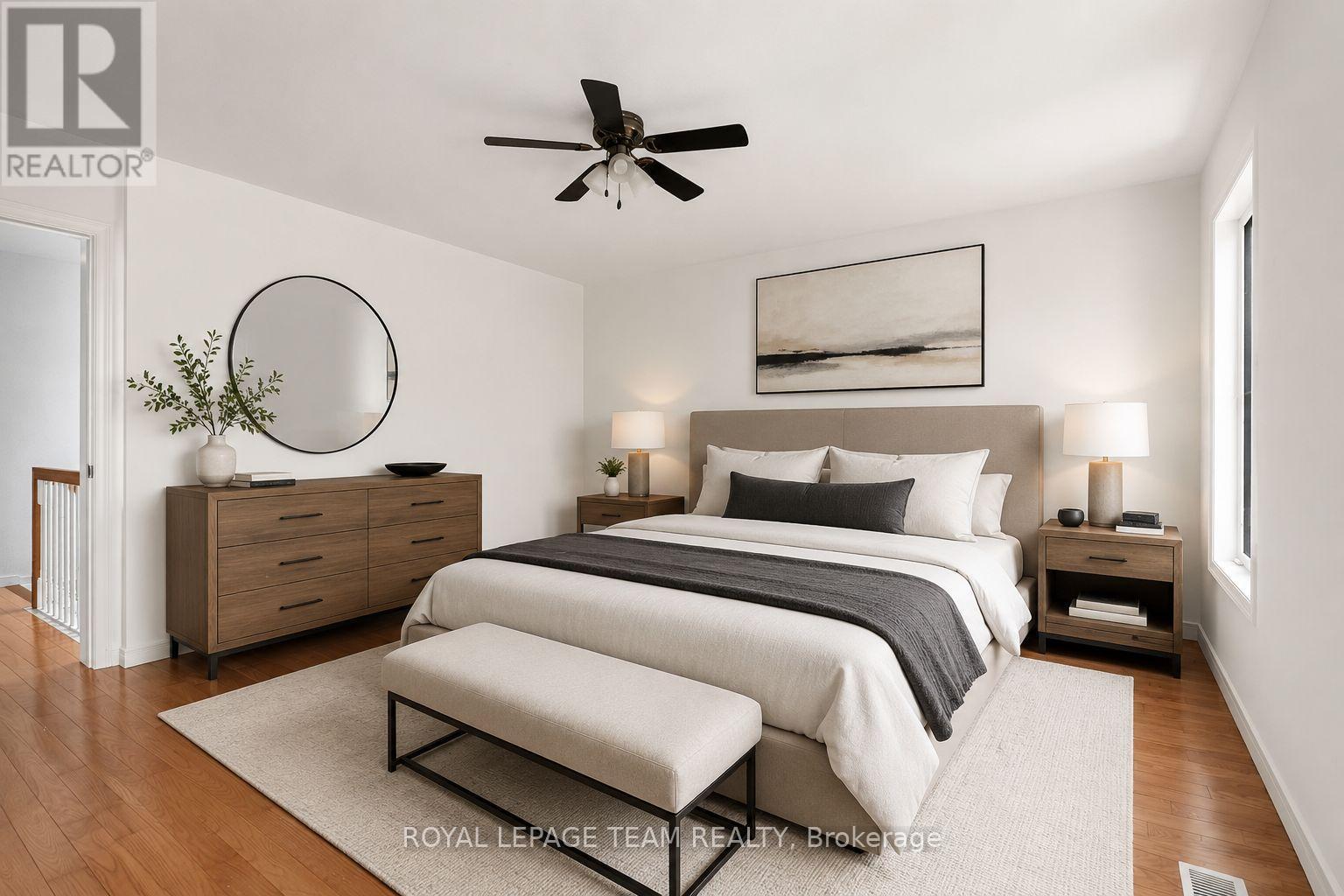 Virtually staged - primary bedroom - 32 Vistapointe Drive, Ottawa, ON - Indoor Photo Showing Bedroom