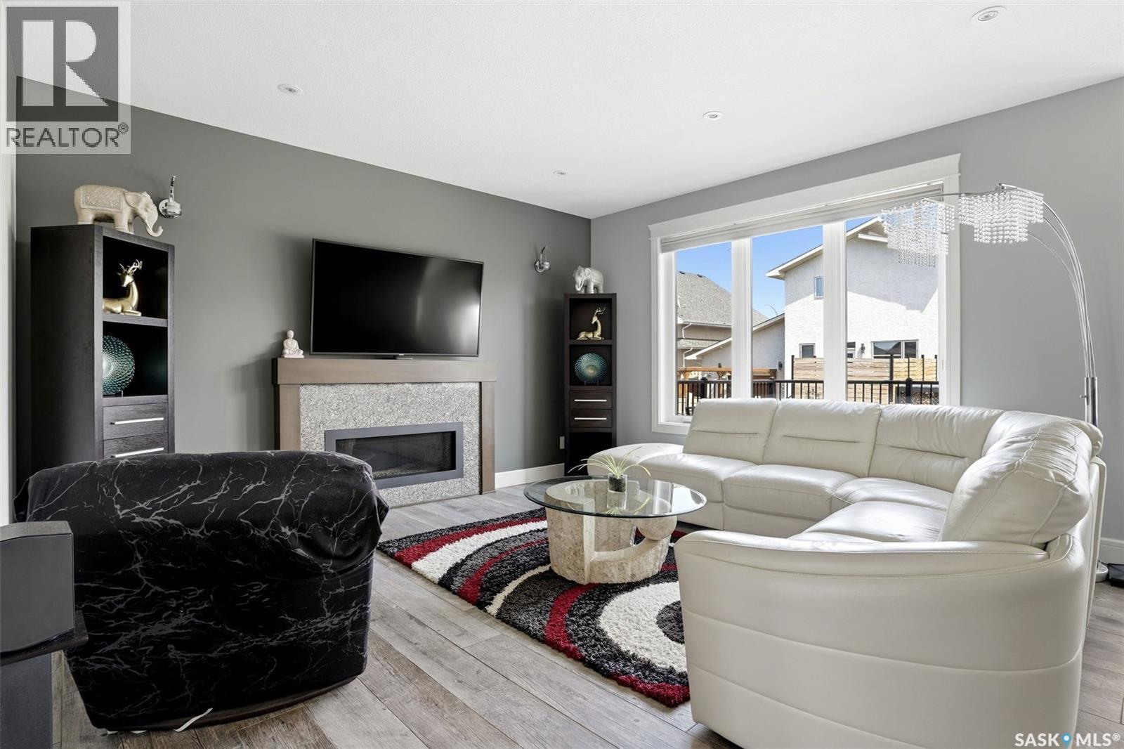 4868 Wright Road, Regina, SK - Indoor Photo Showing Living Room With Fireplace