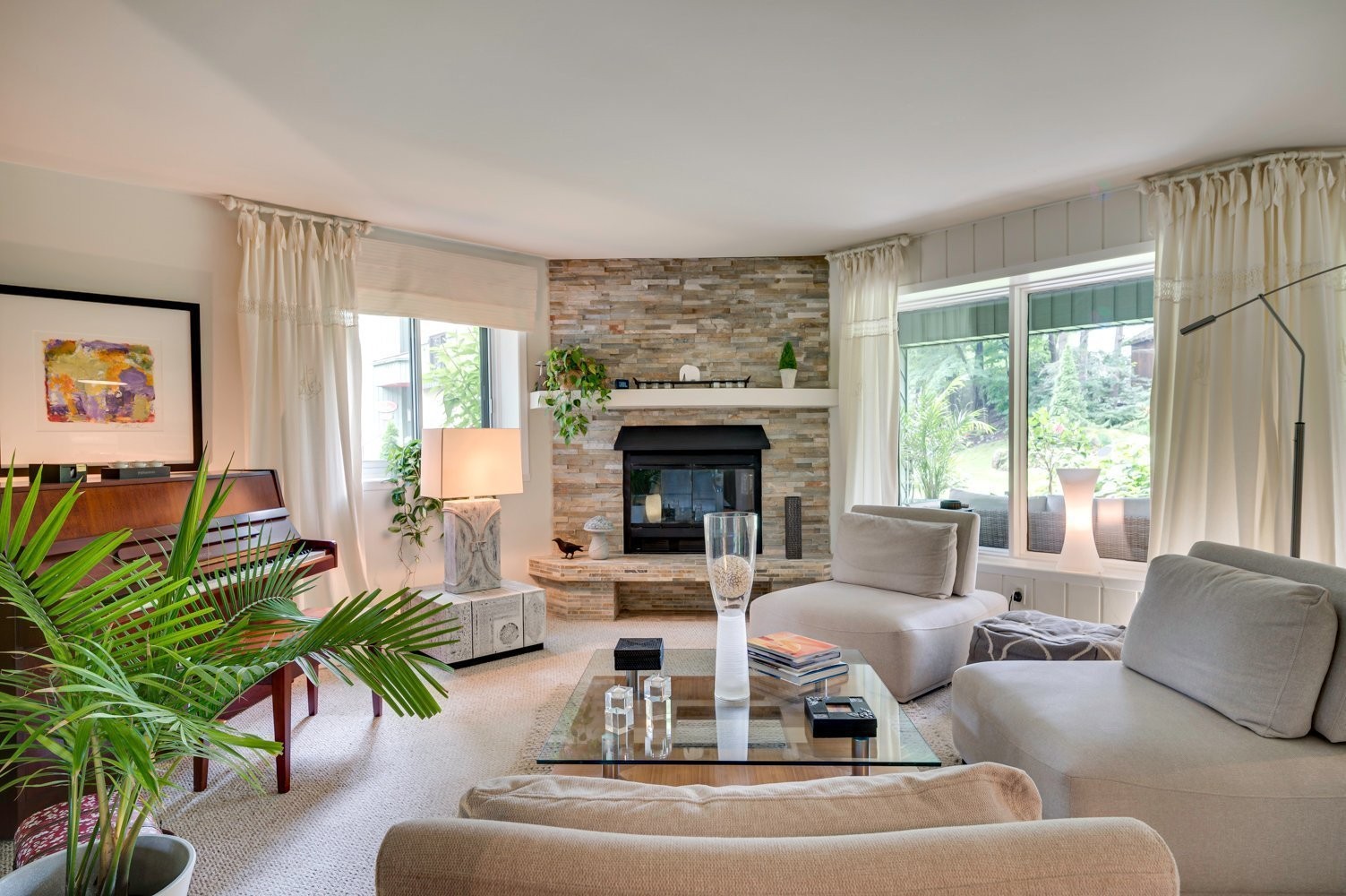 Living Room - A-760 Ch. Des Trois-Villages, Piedmont, QC - Indoor Photo Showing Living Room With Fireplace