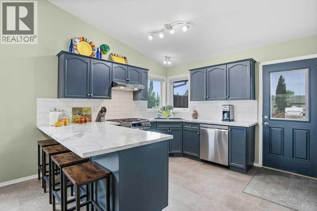 10 Hansen Close, Sylvan Lake, AB - Indoor Photo Showing Kitchen With Stainless Steel Kitchen With Double Sink With Upgraded Kitchen