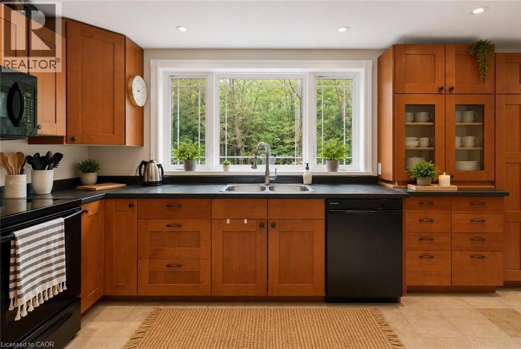 Virtually Staged - 1343 Hidden Valley Road, Burlington, ON - Indoor Photo Showing Kitchen With Double Sink
