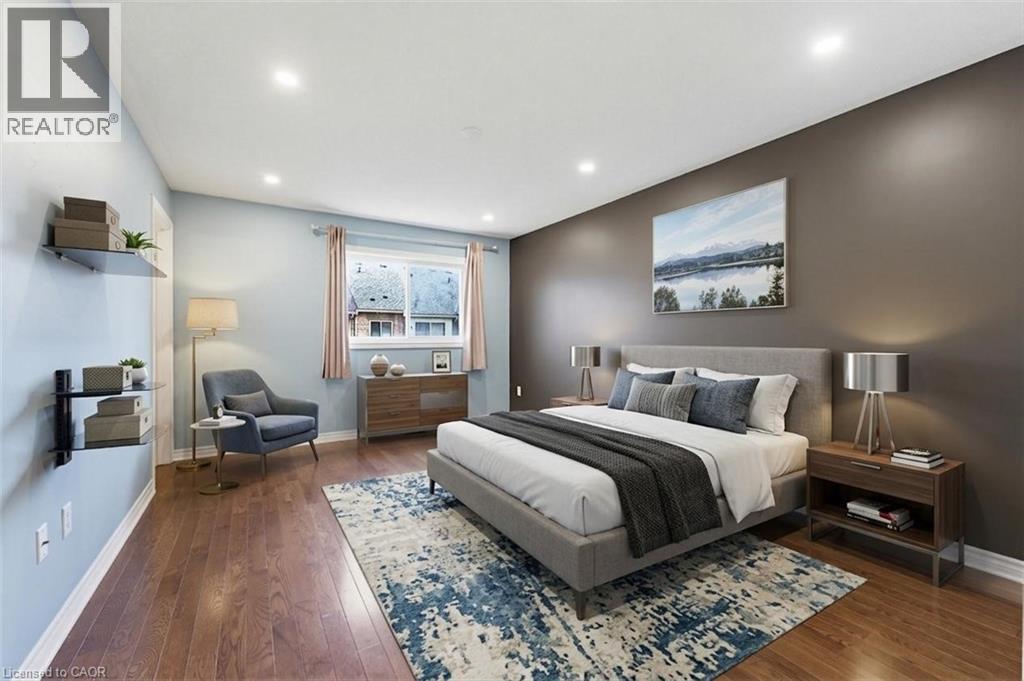 Primary with walk-in closet & ensuite (AI staged) - 110 Highland Road E Unit# 75, Kitchener, ON - Indoor Photo Showing Bedroom